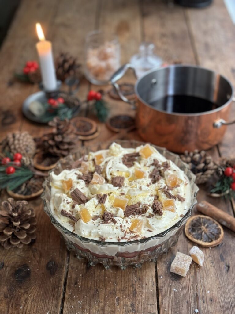 Jamaica Ginger Cake & Mulled Wine Pear Trifle