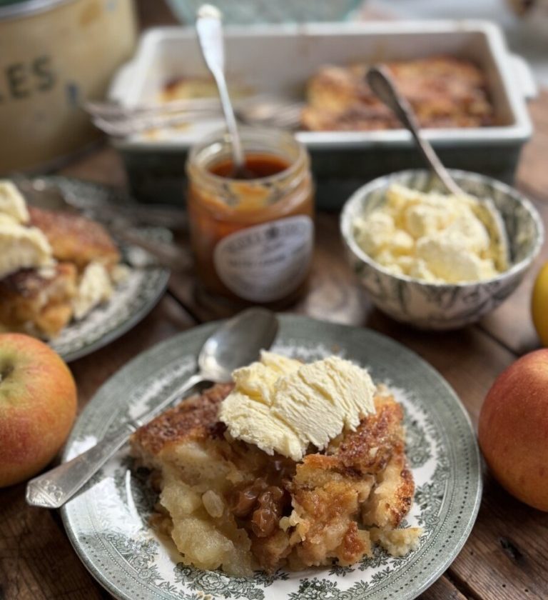 Salted Caramel Apple Bread & Butter Pudding