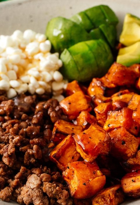 Tiktok Hot Honey Cottage Cheese Sweet Potato Beef Bowl