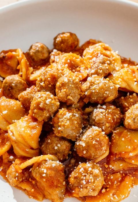 Mini meatball pasta