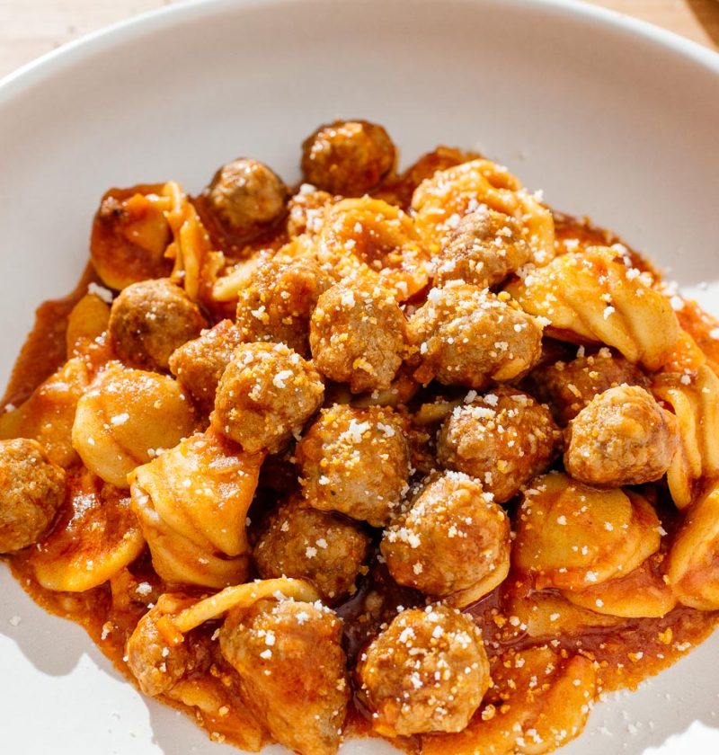 Mini meatball pasta
