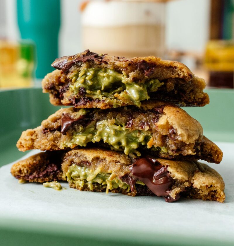 Stuffed Dubai Chocolate Cookies