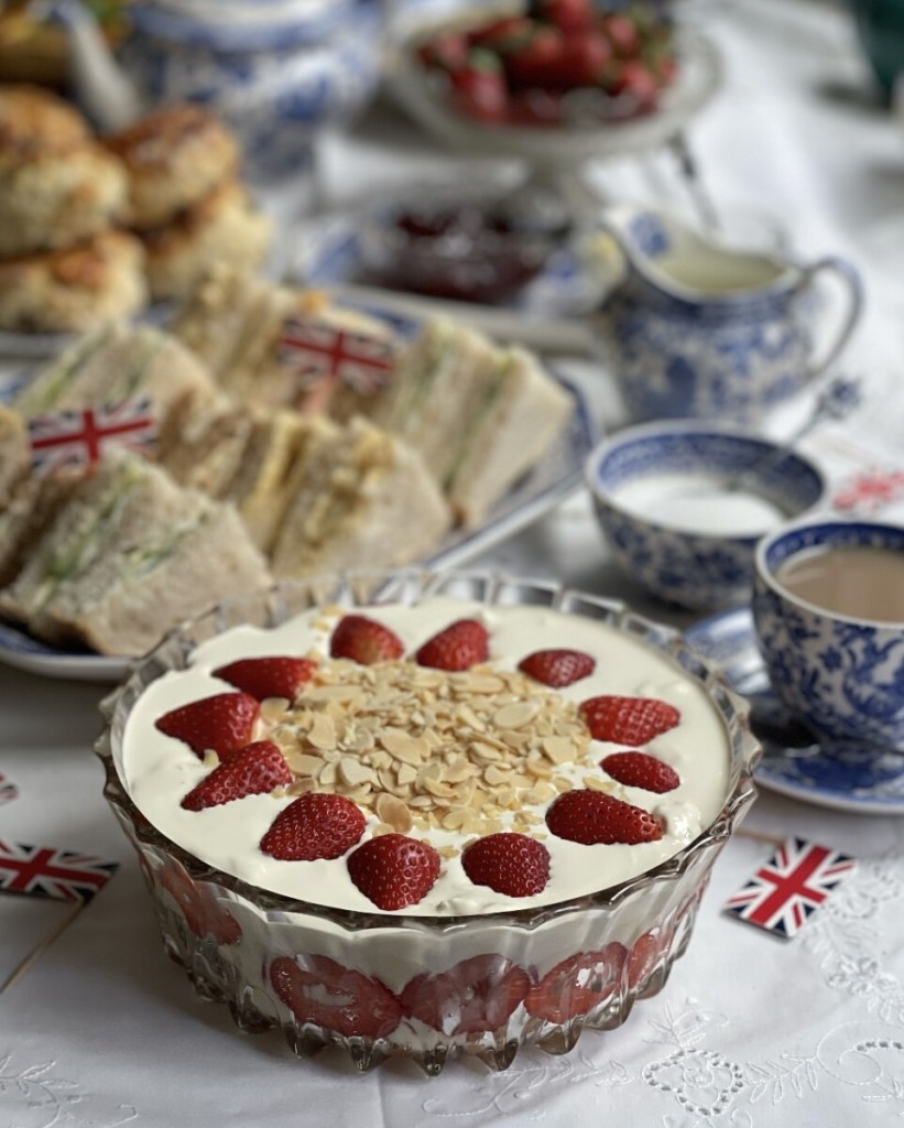English Strawberries & Cream Coronation Trifle