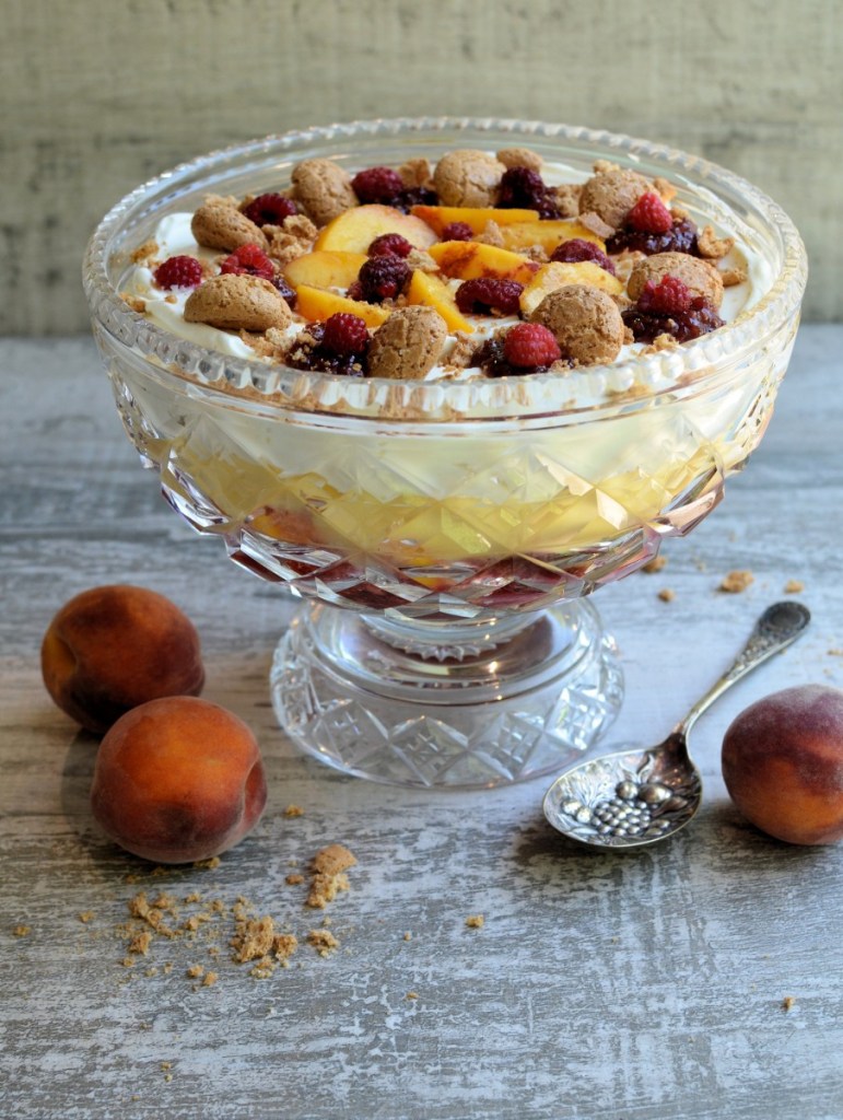 Peach Melba Sherry Trifle (