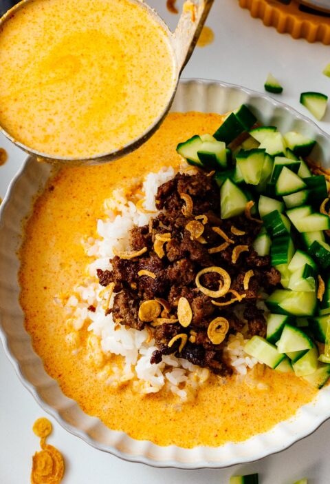 Viral Crispy Beef Brothy Rice Bowls
