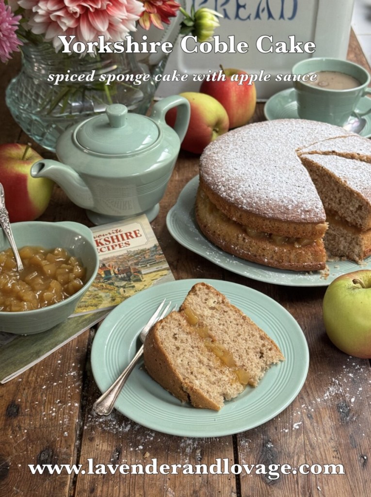 Yorkshire Coble Cake is a delectable cake from Yorkshire, which is subtly spiced and filled with apple compote. This delightful British cake is famously served in the tearooms of Staithes and Whitby in North Yorkshire.